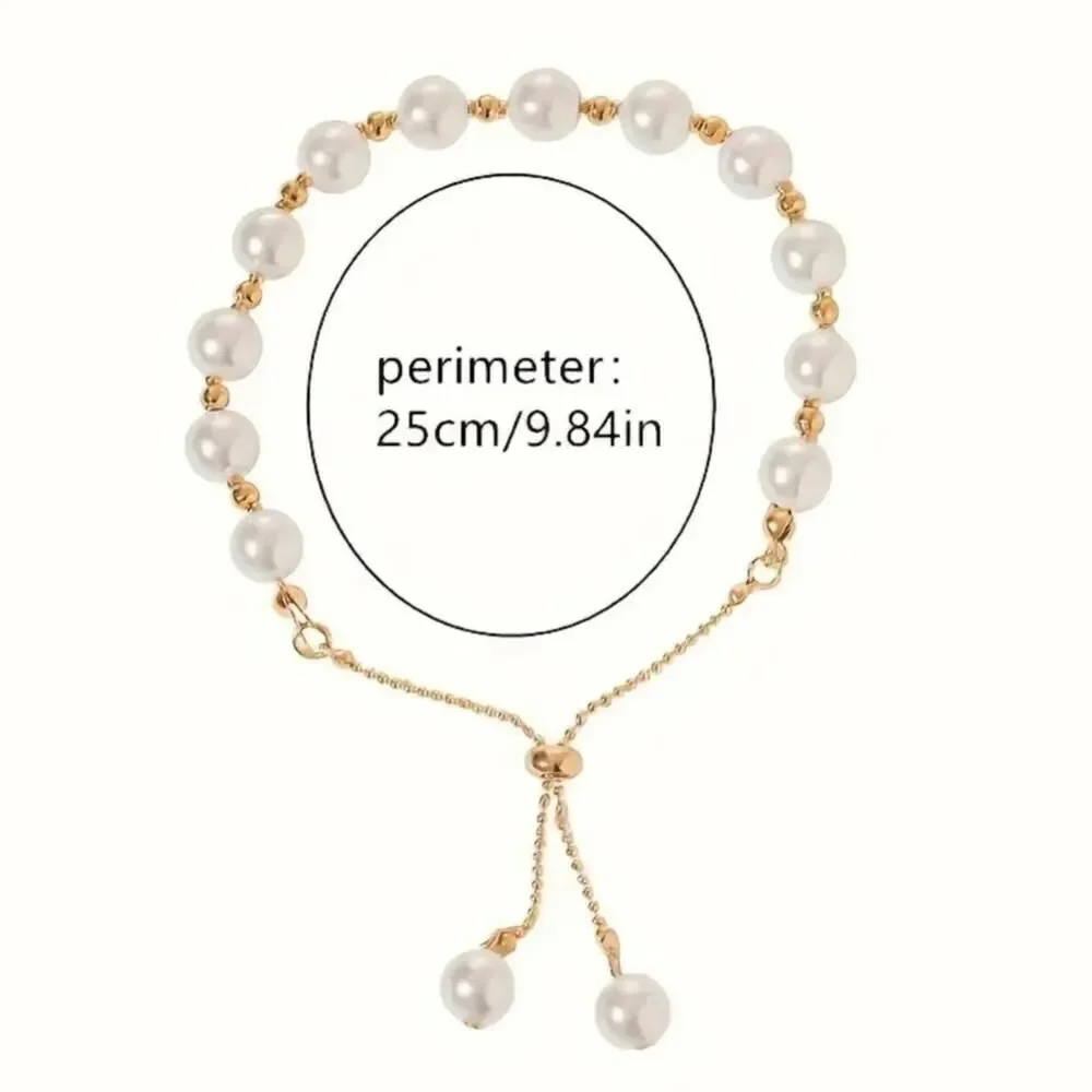 Shimmering Elegant Imitation Pearl Charm Bridal Wedding Bracelet (1 pc) - Picture 6 of 7